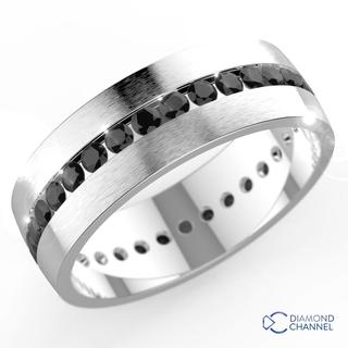 6.5mm Square edge Channel set Black Diamond Wedding Ring (0.51ct TW*)