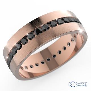 6.5mm Square edge Channel set Black Diamond Wedding Ring (0.51ct TW*)
