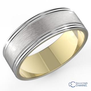 7mm Brushed Two-Tone Inlay Wedding Ring