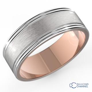 7mm Brushed Two-Tone Inlay Wedding Ring
