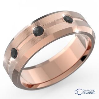 7mm Black Diamonds Bevel Egde Wedding Ring  (0.09ct TW*)
