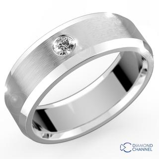 7mm Single Diamond Bevel Edge Wedding Ring (0.025ct TW*)