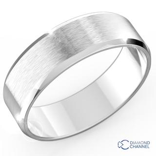 6.5mm Brushed Two-Tone Bevel Edge Wedding Ring