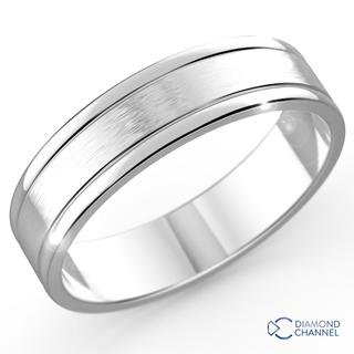 6.5mm Two-tone brushed inlay wedding ring