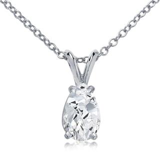 Pear Shape Cut Solitaire Diamond Pendant In 9K White Gold (0.20ct tw)