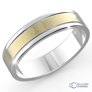 6.5mm Two-tone brushed inlay wedding ring