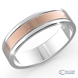6.5mm Two-tone brushed inlay wedding ring