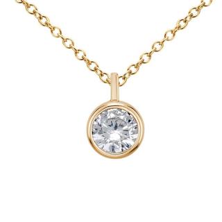 Tube Set Solitaire Diamond Pendant In 9k Yellow Gold (0.10ct tw)