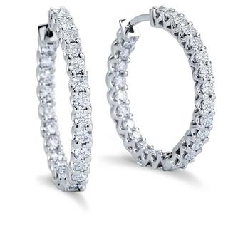 Claw Set Hoop Diamond Earrings In 9k White Gold (0.52ct tw)