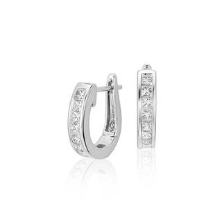 Princess Cut Hoop Diamond Earrings In 9K White Gold (0.48ct tw)