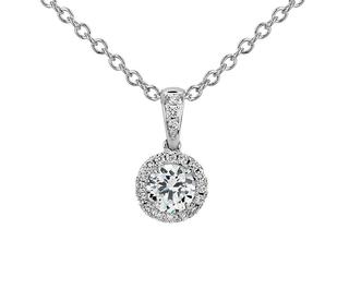 Halo Diamond Pendant in 9K White Gold (0.40ct tw)