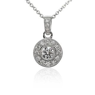 Vintage -Style Halo Diamond Pendant in 9K White Gold (0.41ct tw)