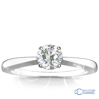 Classic Tapered Four Claw Engagement Diamond Ring (RBC-0.41ct tw)