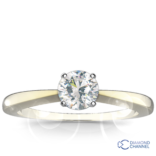 Classic Tapered Four Claw Engagement Diamond Ring (RBC-0.41ct tw)