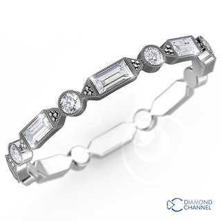 Classic Nova Vintage Baguette and Round Diamond Full Eternity Ring 