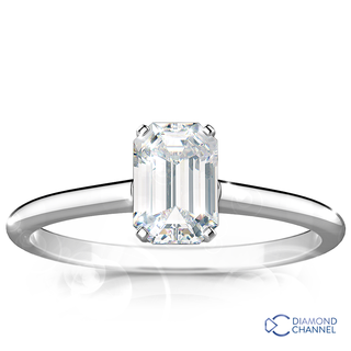 Solitaire Emerald cut Engagement Ring (Em-0.66ct tw)