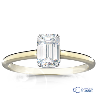 Solitaire Emerald cut Engagement Ring (Em-0.66ct tw)