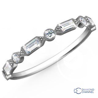 Classic Nova Vintage Baguette and Round Diamond Half Eternity Ring