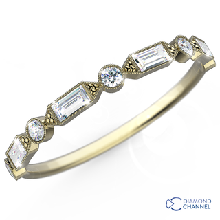 Classic Nova Vintage Baguette and Round Diamond Half Eternity Ring