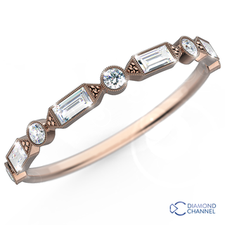 Classic Nova Vintage Baguette and Round Diamond Half Eternity Ring