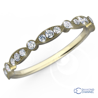 Large Marquise Leaf Dot Vintage Diamond Half Eternity Ring