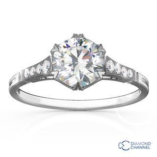 Cyprine French Vintage Diamond Graduating Sidestone Engagement Ring (0,622TCW)