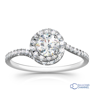 Spiral Halo Pave Diamond Engagement Ring (0.92ct tw)