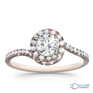 Spiral Halo Pave Diamond Engagement Ring (0.92ct tw)