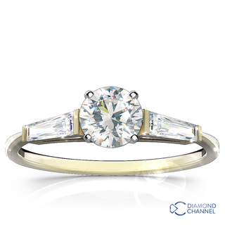 Tapered Baguette Diamond Engagement Ring in 18k White Gold (0.84ct tw)