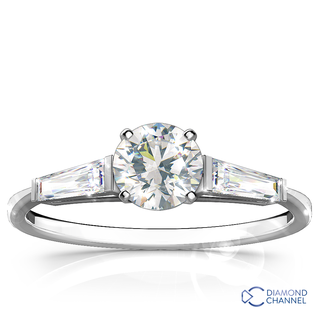 Three Stone Baguette Diamond  Ring in 9k White Gold (0.84ct tw)