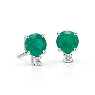 Emerald and Diamond Earrings in 9k White Gold