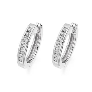 Channel-Set Diamond Hoop Earrings In 9K White Gold(0.32ct tw)