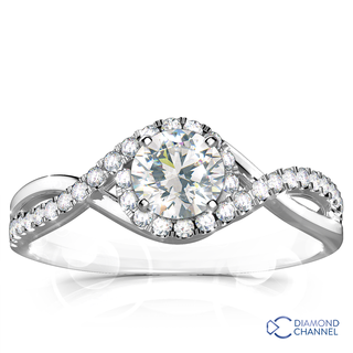 Petite Twisted Halo Diamond Engagement Ring (0.65ct tw)