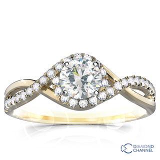 Petite Twisted Halo Diamond Engagement Ring (0.65ct tw)