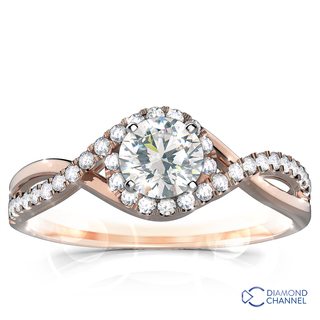 Petite Twisted Halo Diamond Engagement Ring (0.65ct tw)