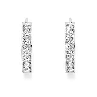 Round Brilliant Cut Hoop Diamond Earrings 9K White Gold (0.42ct  tw.)