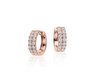 Petite Diamond Hoop Earrings In 9k Rose Gold (0.56ct tw)