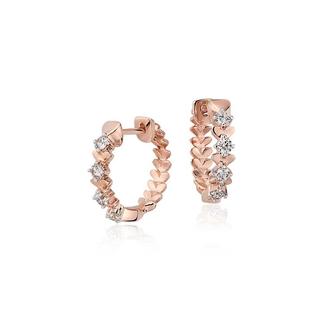 Petite Rose Petal Diamond Hoop Earrings In 9k Rose Gold (0.16ct tw)