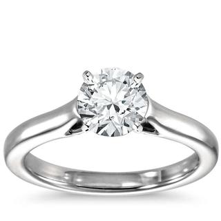 Petite Vintage Solitaire Diamond Engagement Ring In 9k White Gold(0.41ct tw)