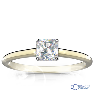 Classic Solitaire Radiant Cut Diamond Engagement Ring (Rad-0.53ct.tw)