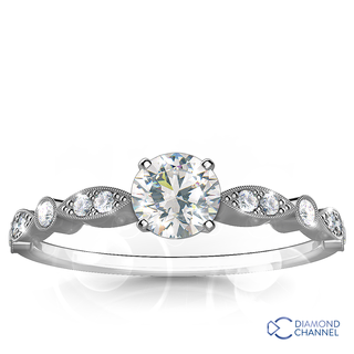 Milgrain Marquise And Dot Diamond Engagement Ring (0.60ct tw) 