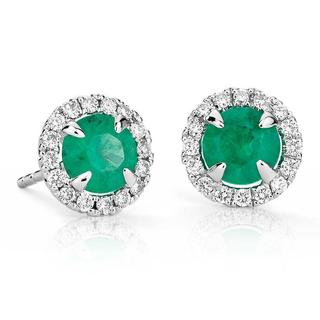 Emerald and Micropave' Halo Earrings