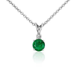 Emerald and Diamond Solitaire Pendant