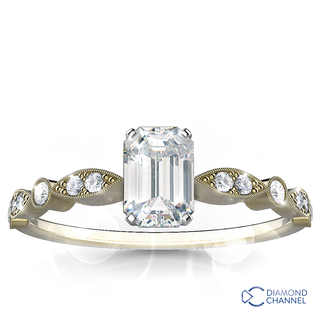 Milgrain Emerald Diamond Engagement Ring (0.67ct tw)