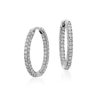 Oval Diamond Hoop Earrings In 9k White Gold (1.16ct tw)