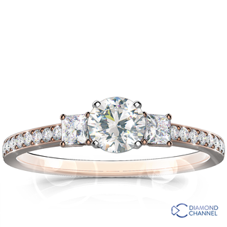 Trilogy Princess Cut Pave Diamond Engagement Ring (0.92ct tw)
