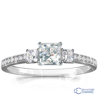 Claw Set Round Trio Diamond Engagement Ring (0.57ct tw)