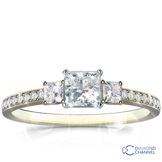 Claw Set Round Trio Diamond Engagement Ring (0.57ct tw)