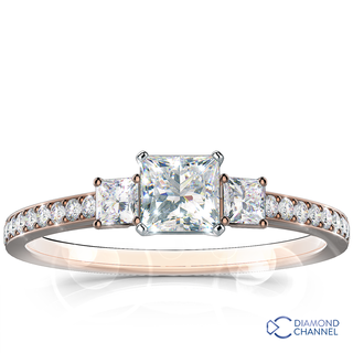 Claw Set Round Trio Diamond Engagement Ring (0.57ct tw)