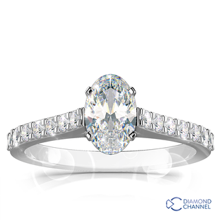 Oval Pave Set Diamond Engagement Ring (0.63ct tw)
